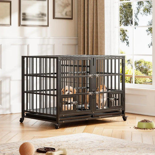 Anixol Heavy Duty Metal Dog Crate With Secure Double Doors