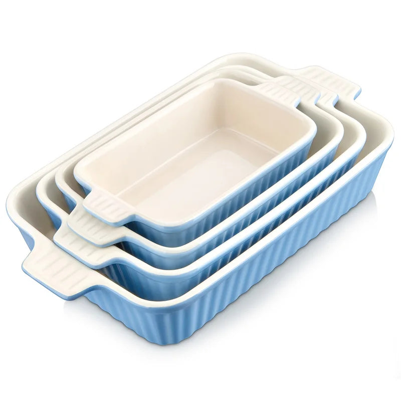 MALACASA Ceramic Baking Dish Set With Handles For Oven Use