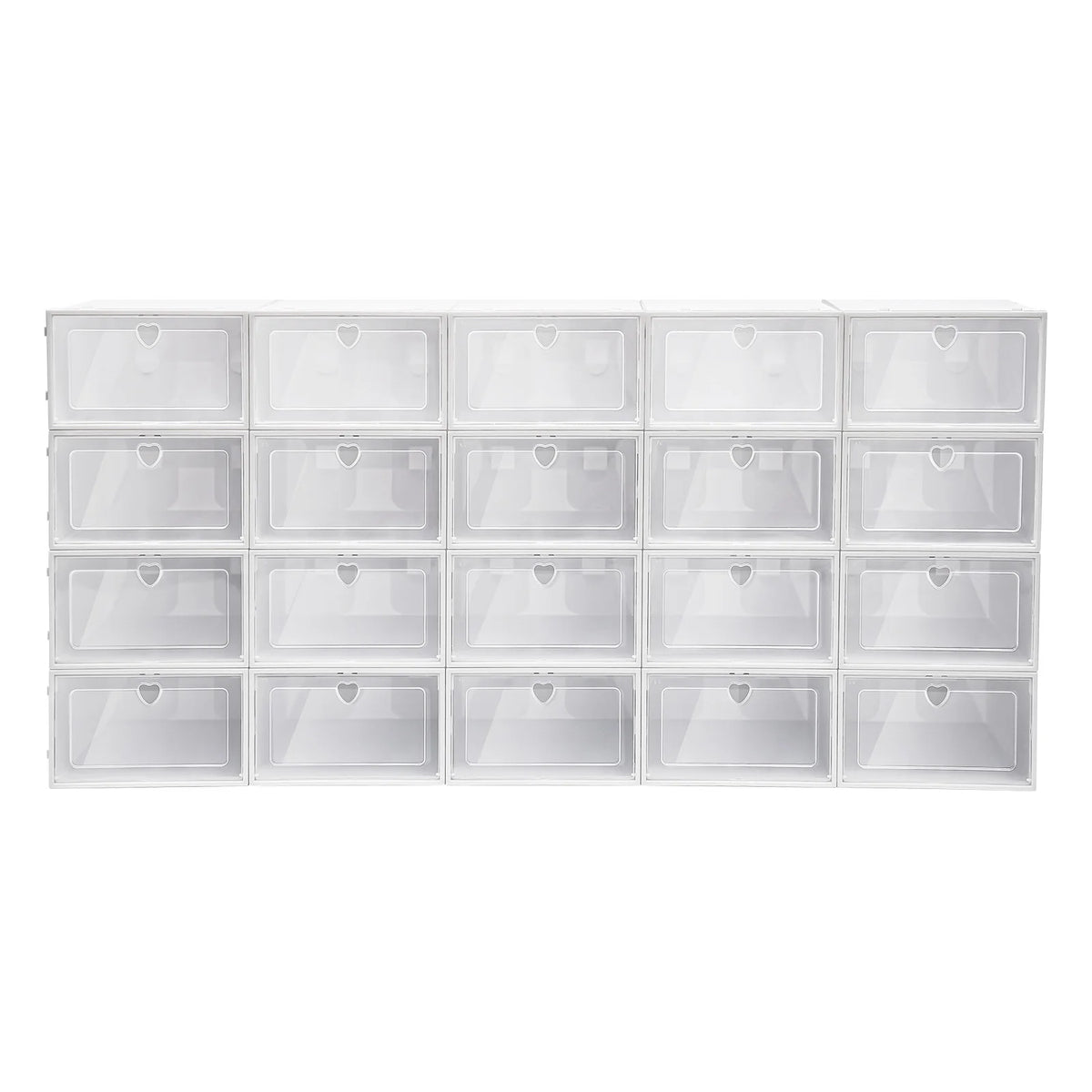 Bymaocar 20 Pcs Stackable Shoe Storage Box Transparent Shoe Organizer