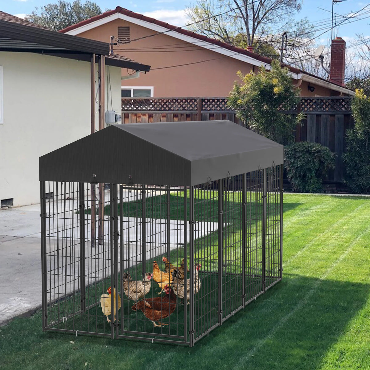 Bingopaw Outdoor Dog Kennel With Waterproof Canopy Cover
