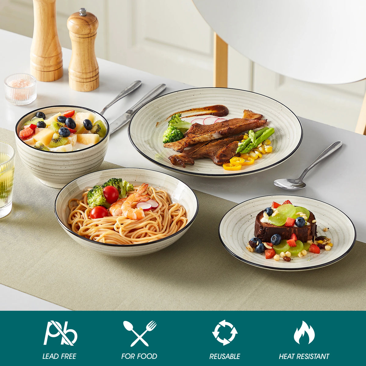 Malacasa Ceramic Dinnerware Set With Plates And Bowls