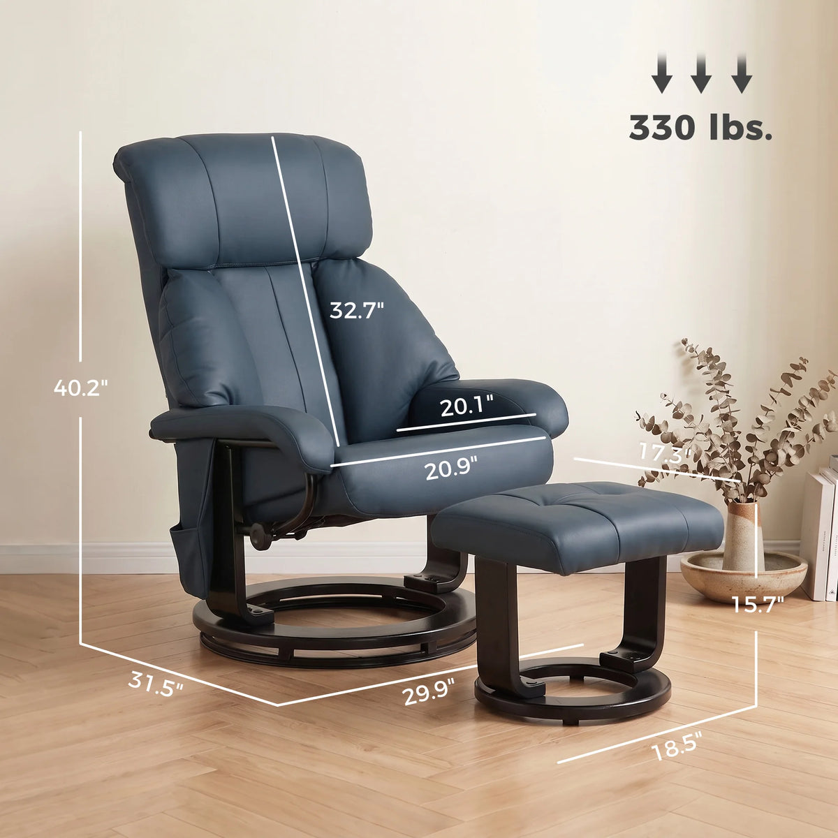 HOMCOM Massage Recliner Chair With Ottoman And 10 Point Vibration