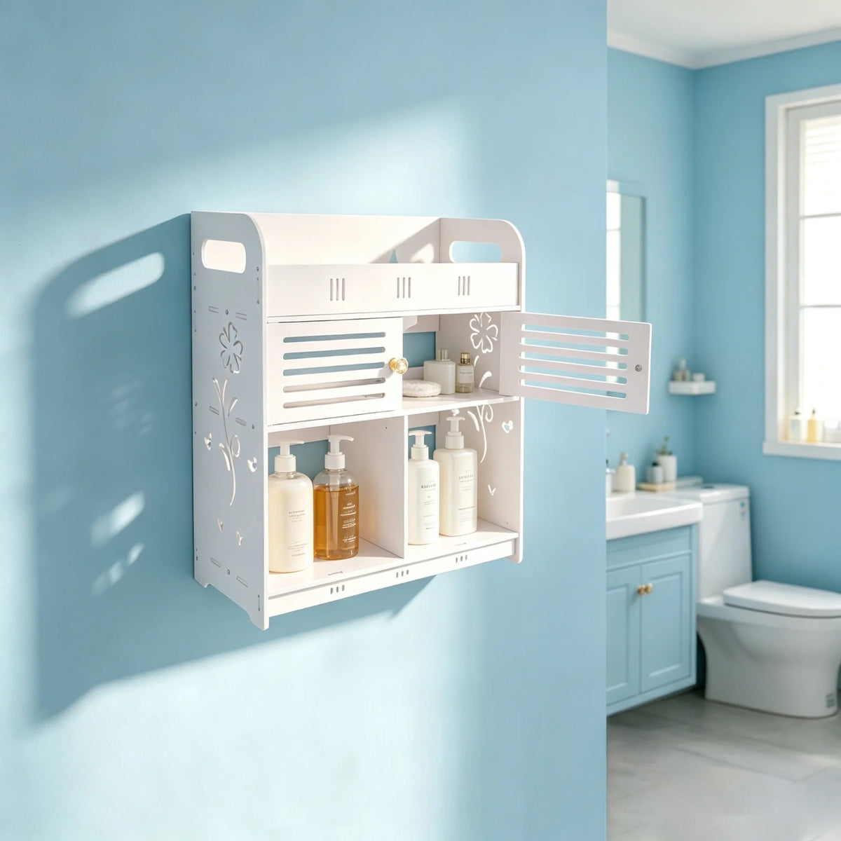 Bymaocar Wall Mounted Bathroom Storage Rack With Minimalist Design