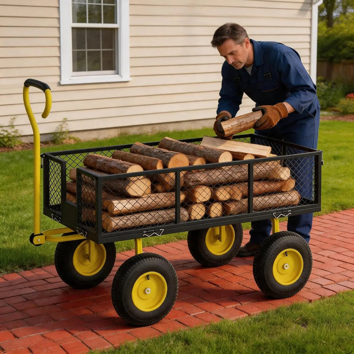 Tacleekii Heavy Duty Steel Garden Cart With Durable Mesh Tray