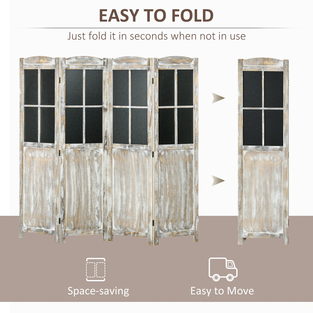 Homcom Four Panel Folding Wood Privacy Room Divider Screen