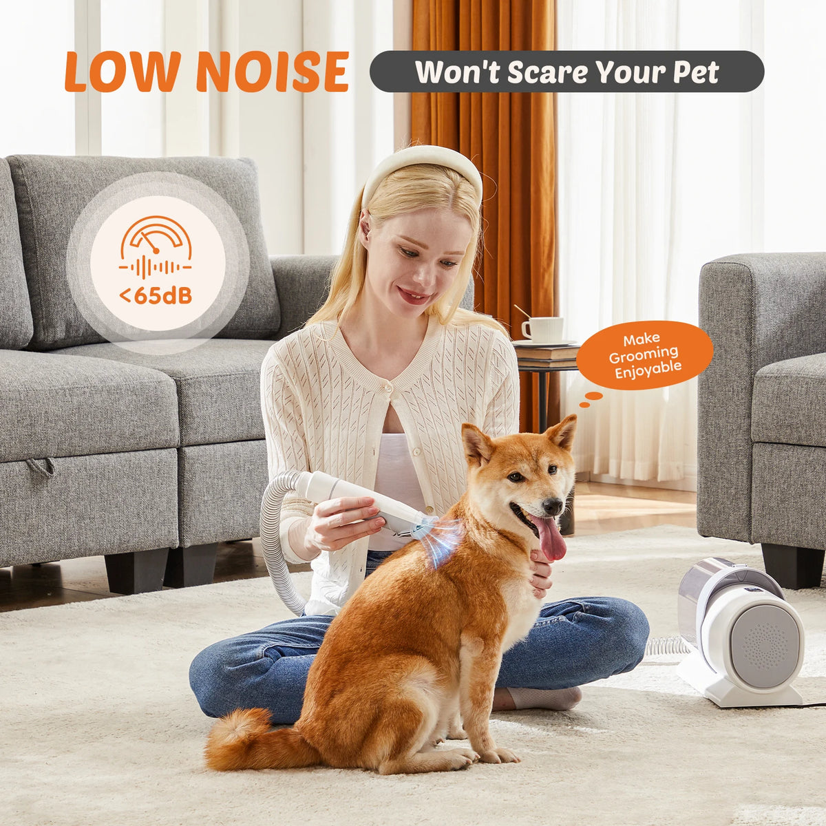 Professional Pet Grooming Vacuum Kit With Low Noise Dog Clippers