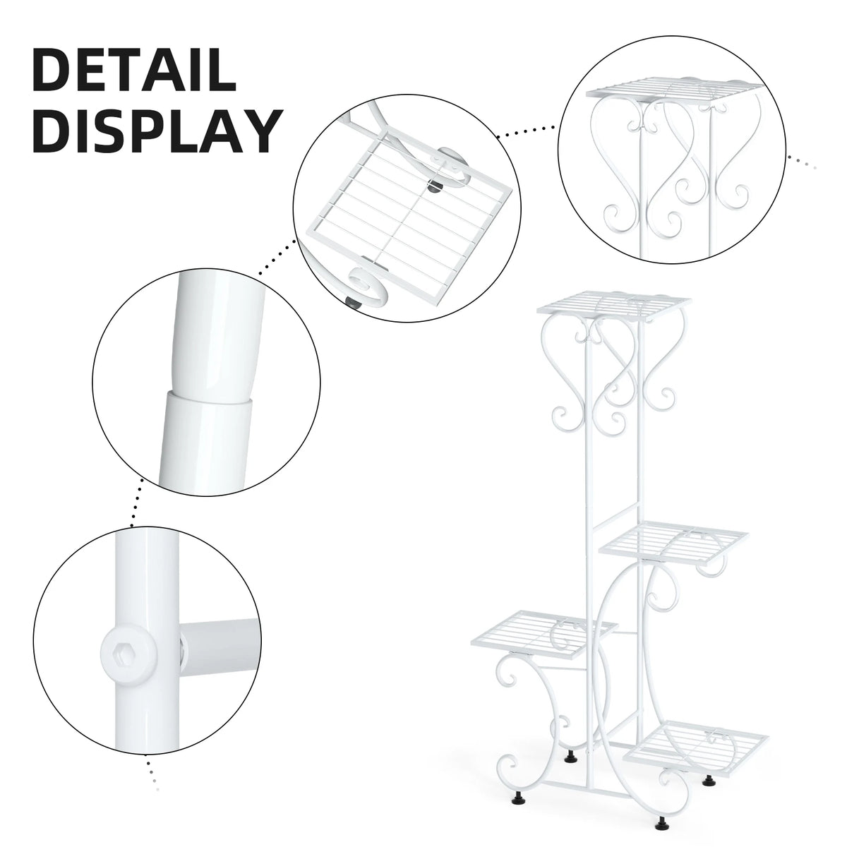 Four Tier Metal Plant Stand For Indoor Patio Flower Display