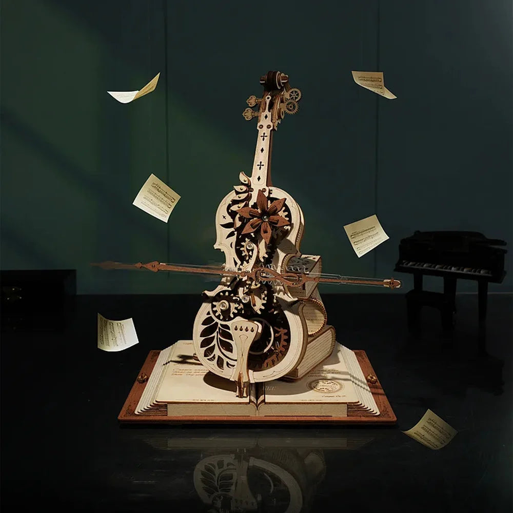 Robotime 3D Wooden Puzzle Mechanical Cello Music Craft Toy