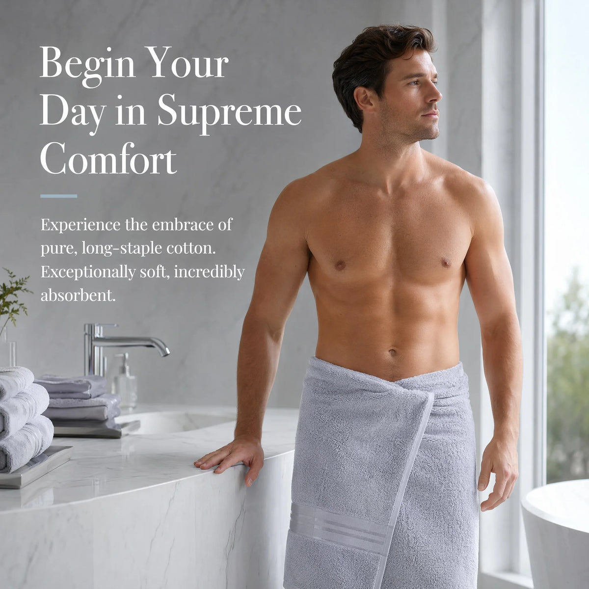 Premium 6 Piece Cotton Bath Towel Set For Daily Use