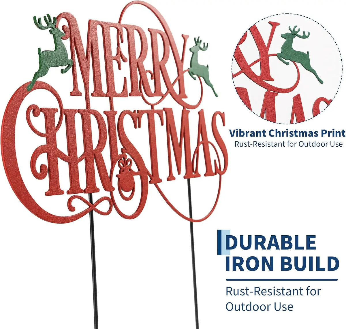 Merry Christmas Reindeer Yard Signs With Stakes For Outdoor Decor
