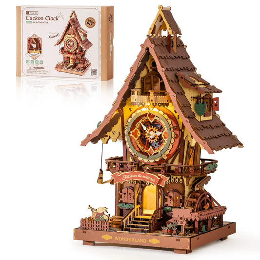 ROKR Wooden 3D Puzzle Cuckoo Clock Mechanical Model Building Kit