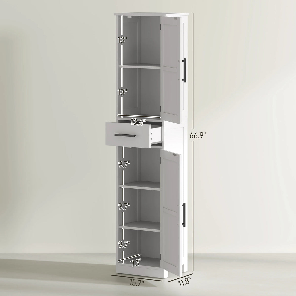 Homcom Bathroom Storage Cabinet With Drawer And Barn Doors