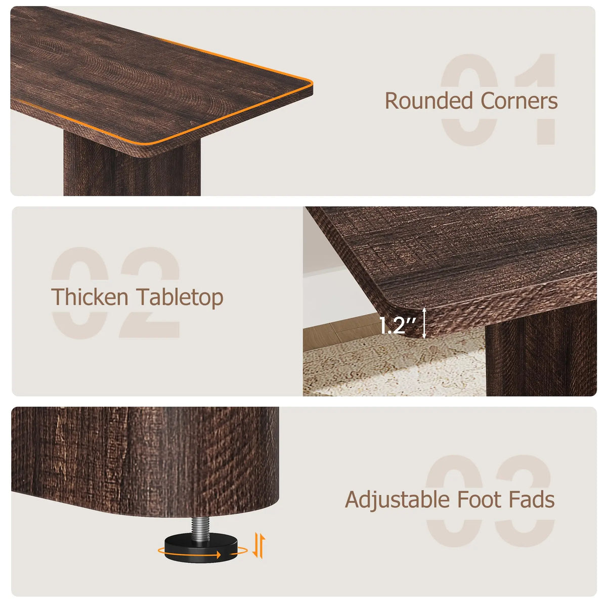 HiMISS Extendable Farmhouse Dining Table With Rounded Corners