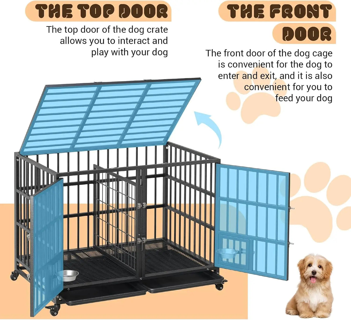 Anixol Heavy Duty Metal Dog Crate With Secure Double Doors
