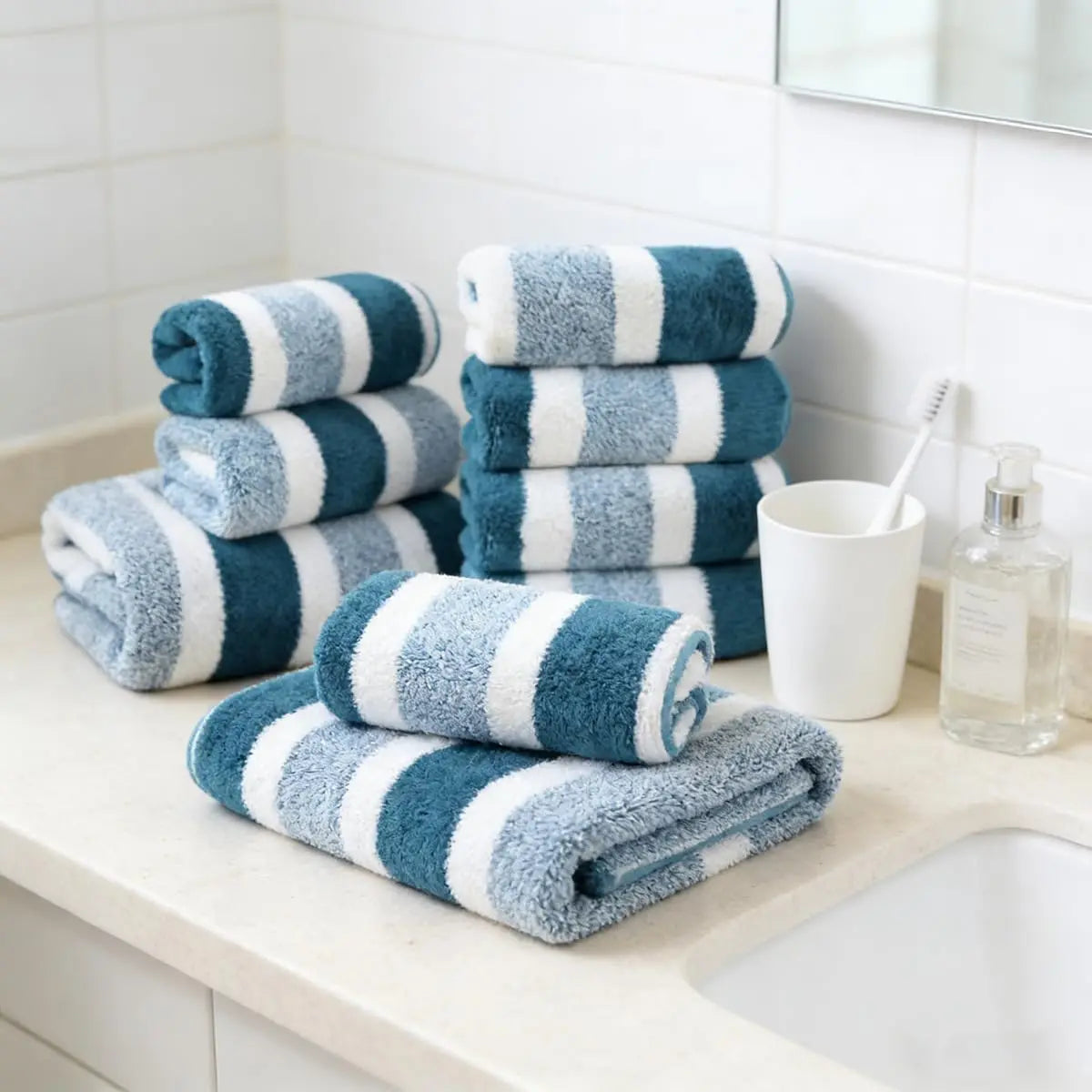 Luxurious Bath Towel Set Featuring Quick Dry Absorbent Plush Comfort