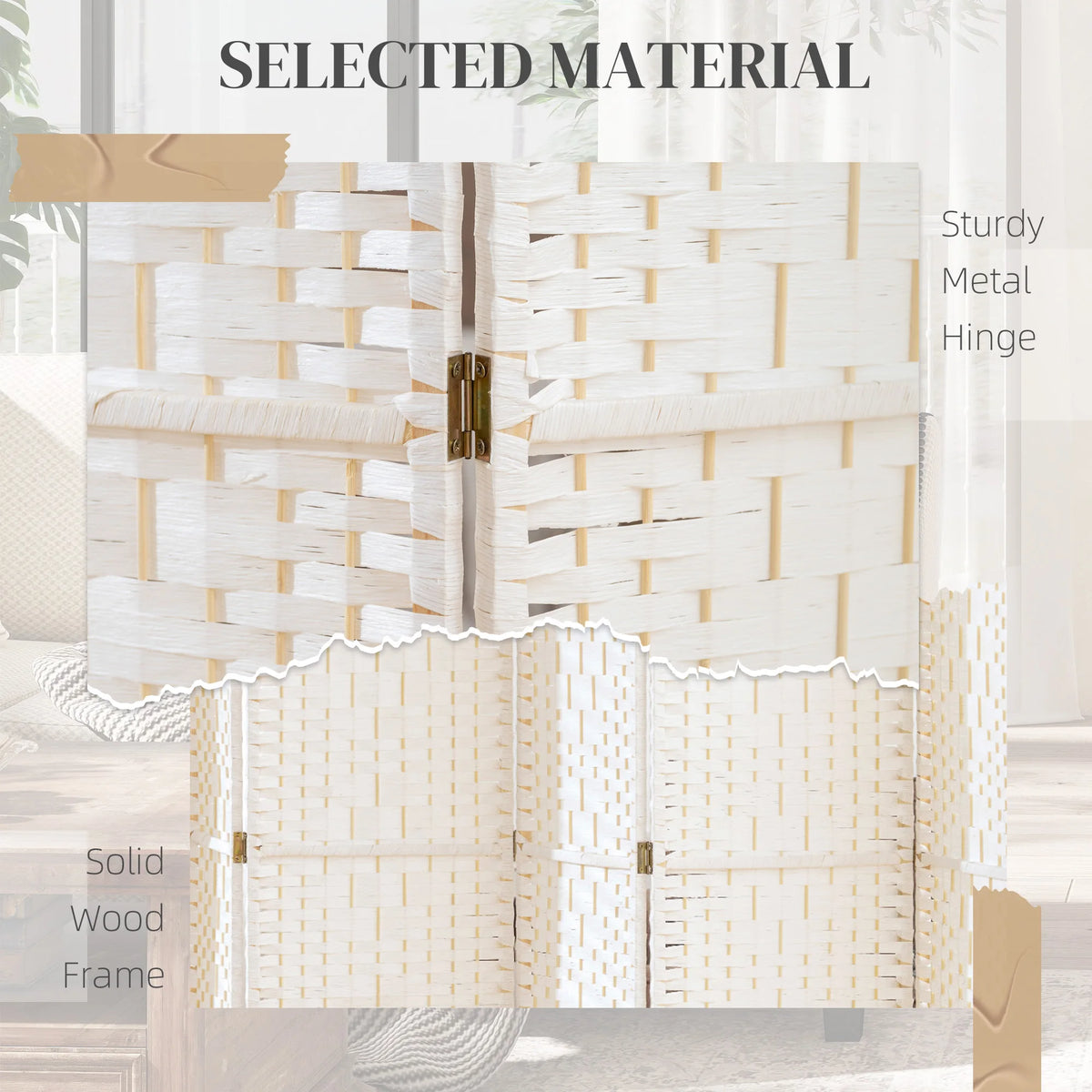 8 Panel Folding Privacy Screen Freestanding Bamboo Partition Divider