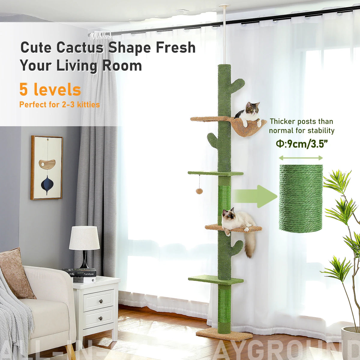 PAWZ Road 5 Tier Indoor Cat Climbing Tower With Hammock