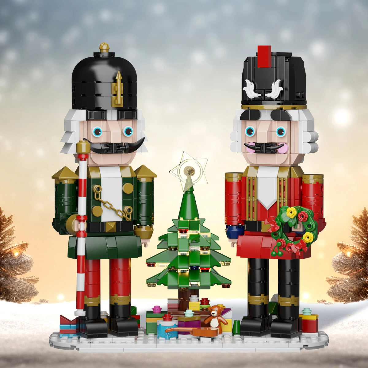 BuildMoc Christmas Nutcracker Glowing Building Block Desktop Ornament