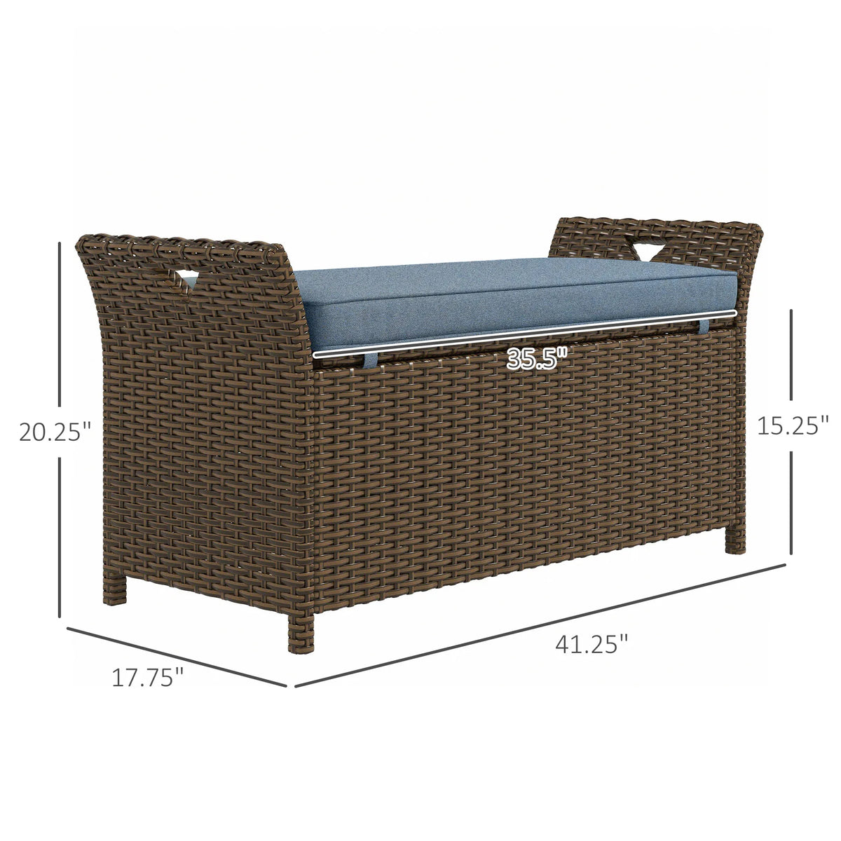 Outsunny Pe Rattan Wicker Storage Bench For Outdoor Patio