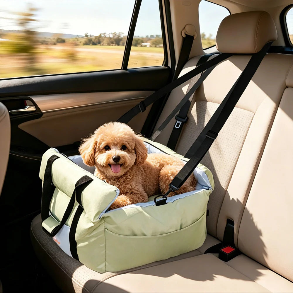 Borwart Portable Dog Car Seat With Safety Belt And Removable Cover