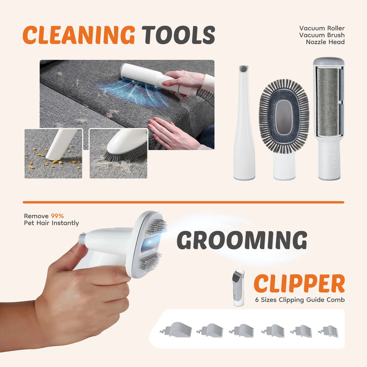 Professional Pet Grooming Vacuum Kit With Low Noise Dog Clippers