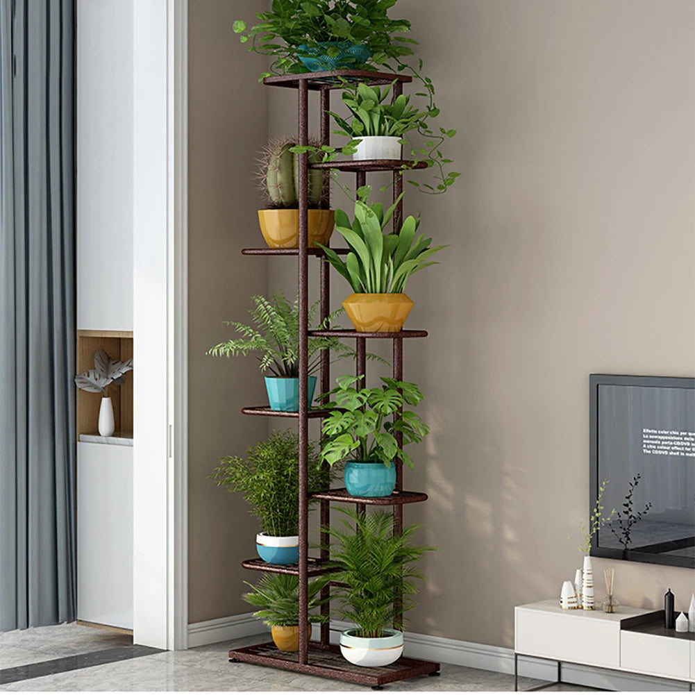 HiMiss 8 Tier Metal Plant Stand For Home And Outdoor Garden