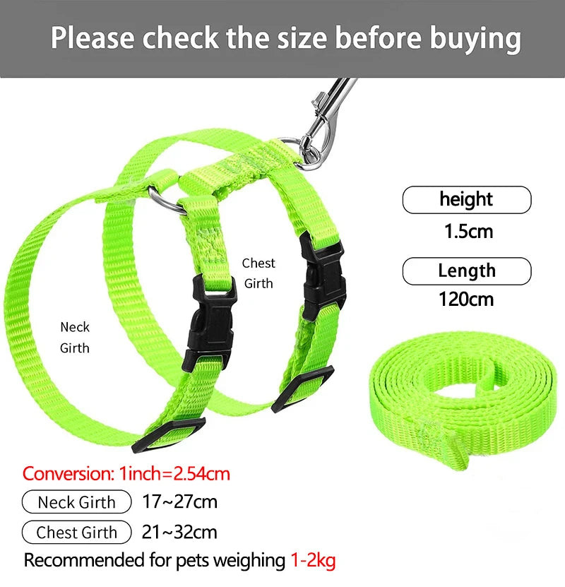 Adjustable Nylon Harness And Leash Set For Small Animals