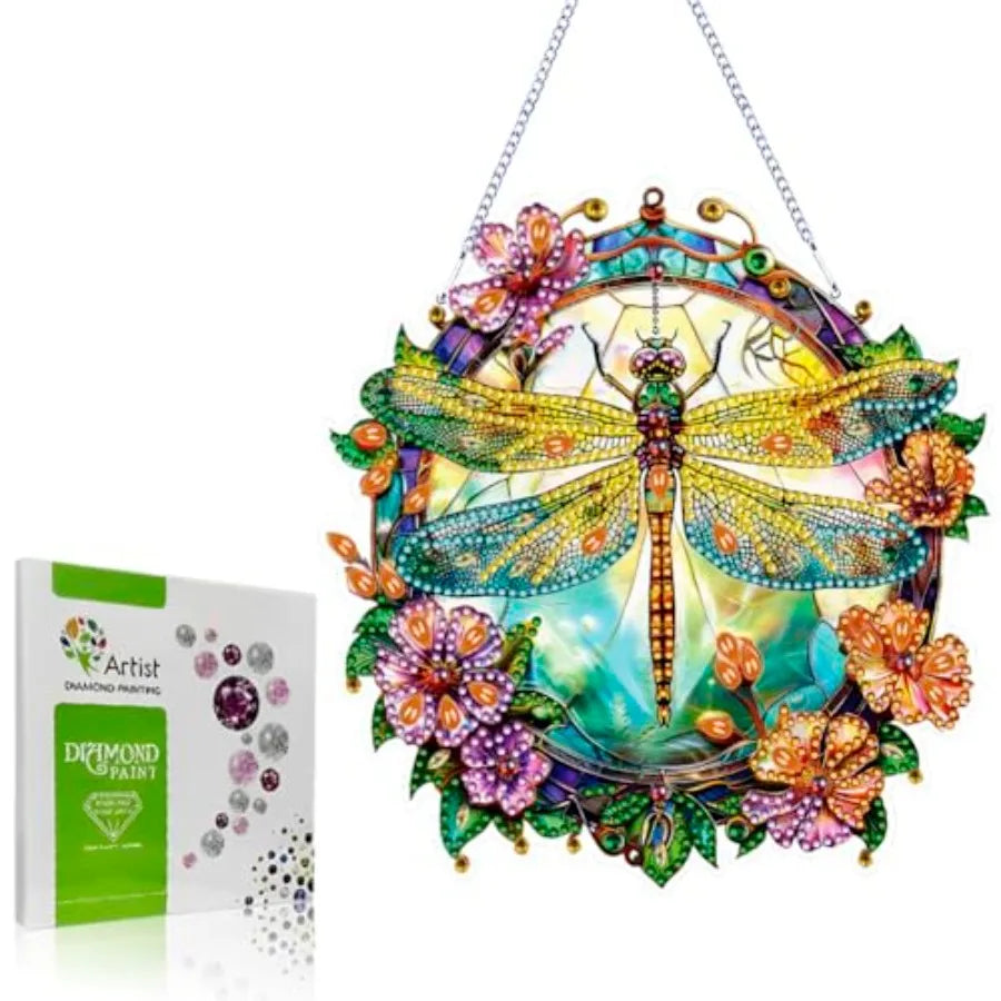 Diamond Painting Flower Pendant Kit With Double Sided Window Ornament