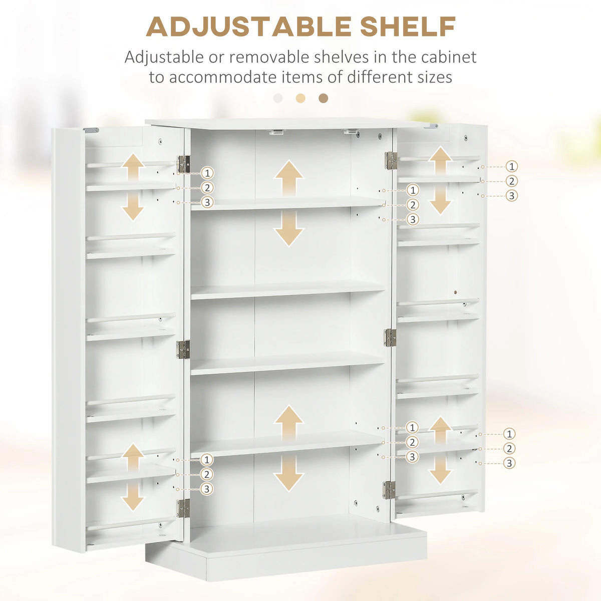 HOMCOM Freestanding Kitchen Pantry Cabinet With Adjustable Shelves