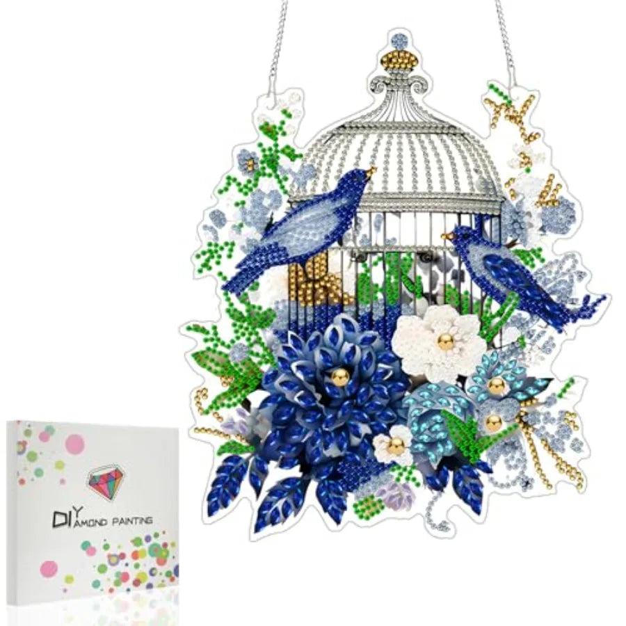 Diamond Painting Flower Pendant Kit With Double Sided Window Ornament
