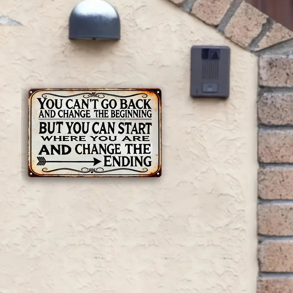 Vintage Retro Inspirational Metal Wall Sign With Positive Quote