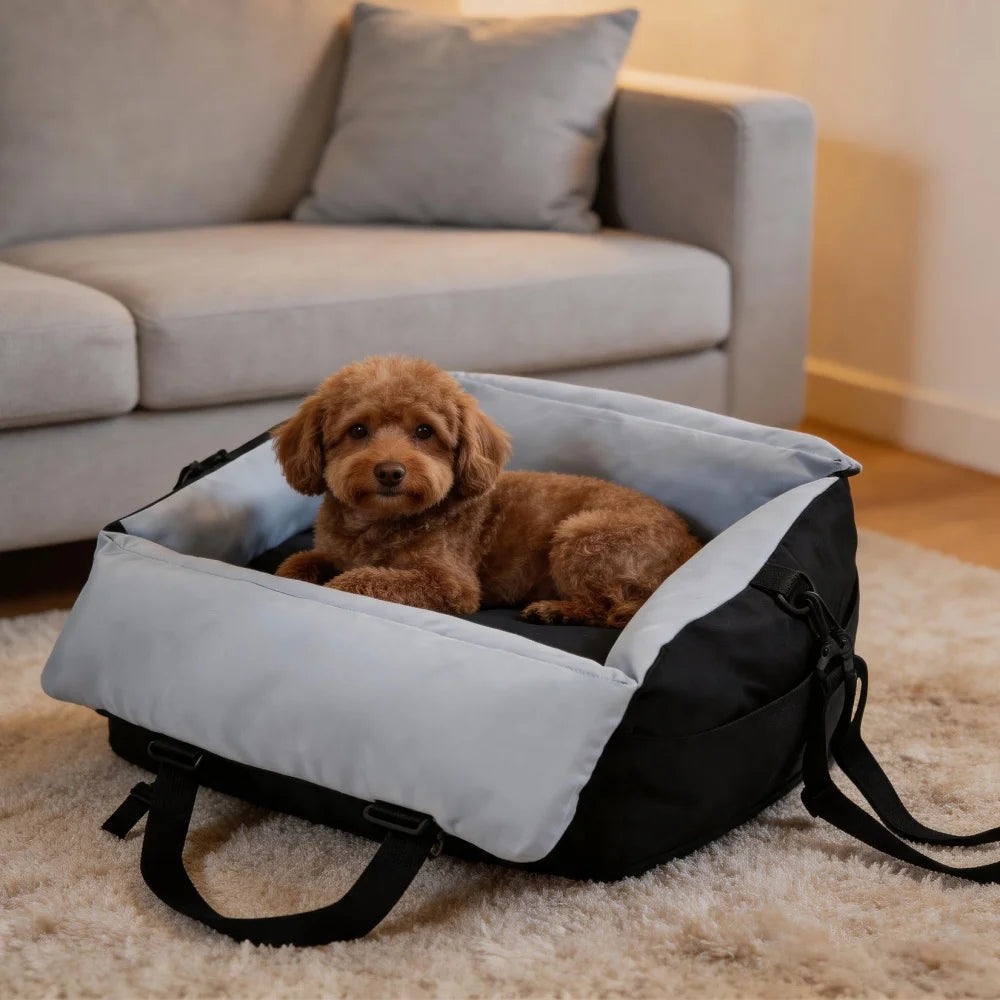 Borwart Portable Dog Car Seat With Safety Belt And Removable Cover
