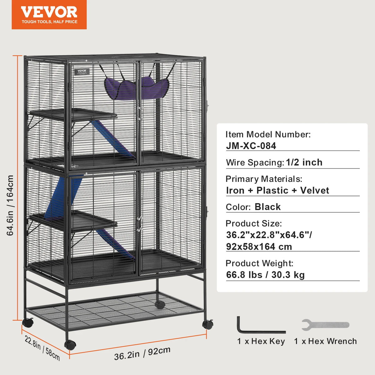 SucceBuy Rolling Metal Small Animal Cage For Ferrets Hamsters Rats