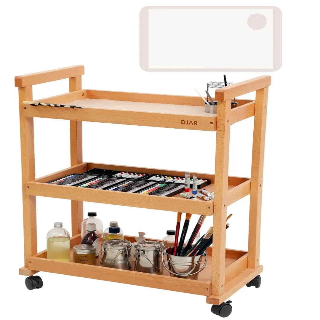 DJAR Rolling Art Supplies Cart With Silicone Pad For Artists