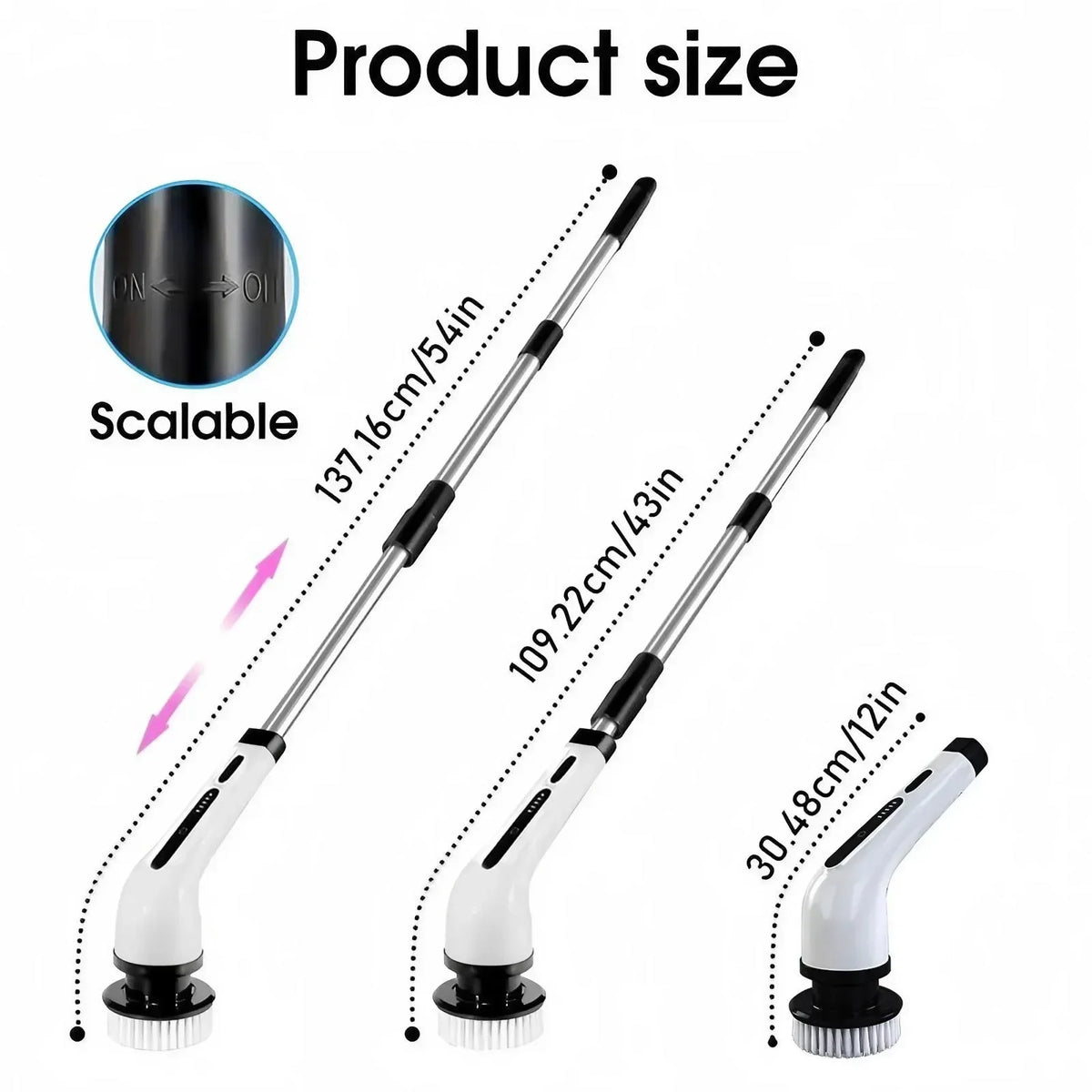 Rechargeable Cordless Spin Scrubber With Extendable Handle