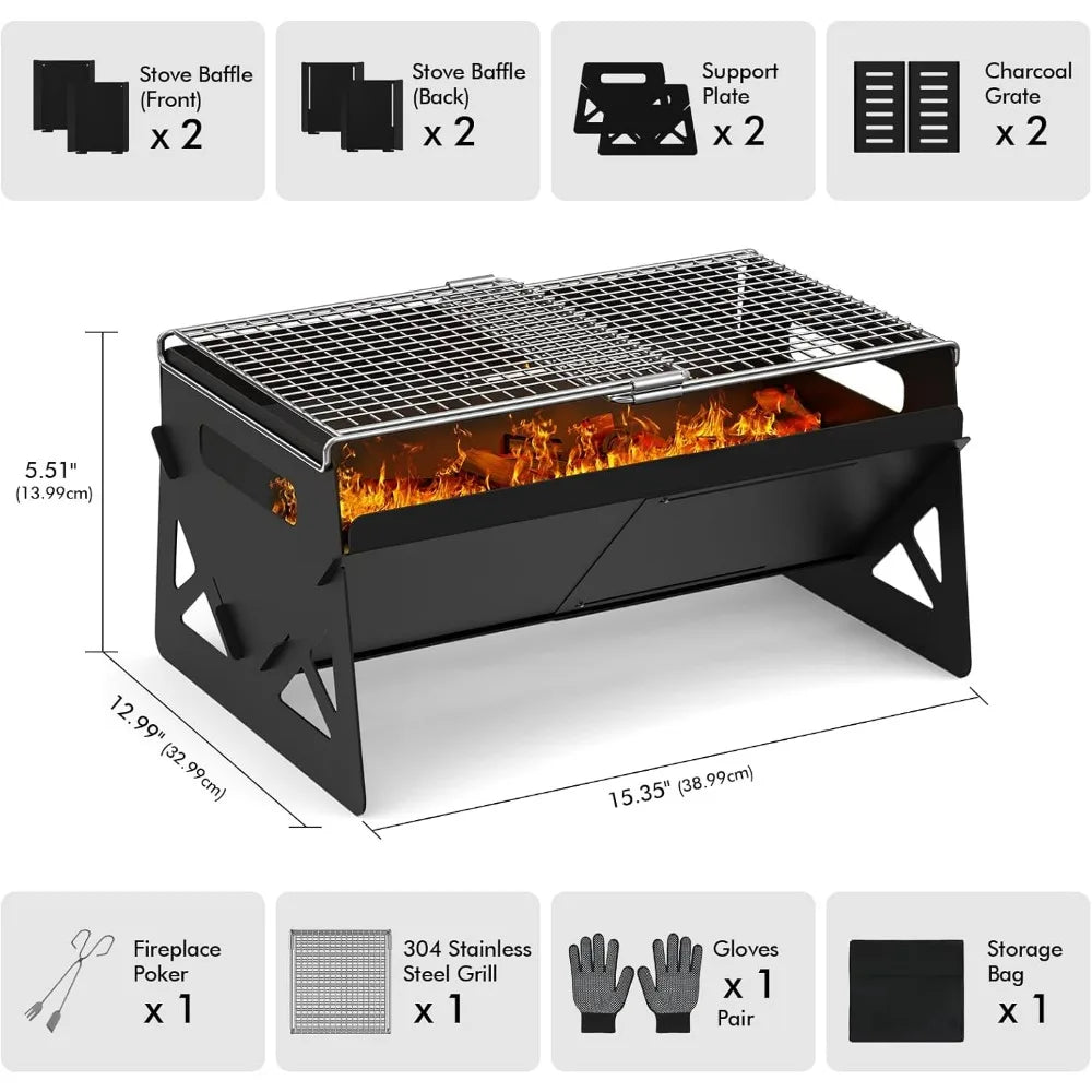 XIUWO Folding Portable Charcoal Grill For Outdoor Camping