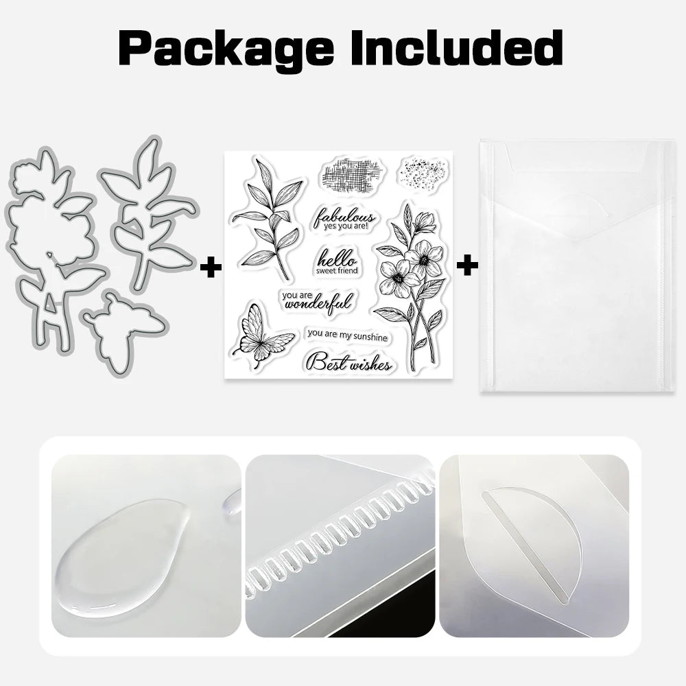 Spring Flower Cutting Dies And Clear Stamp Set For Scrapbooking