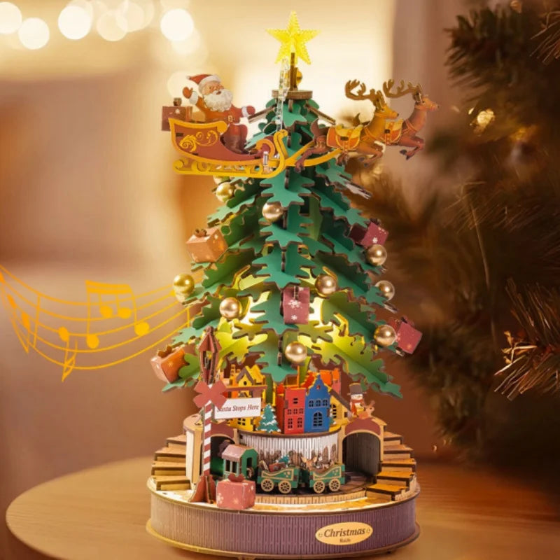 Robotime Christmas Melody Tree 3D Wooden Music Box Puzzle Adults