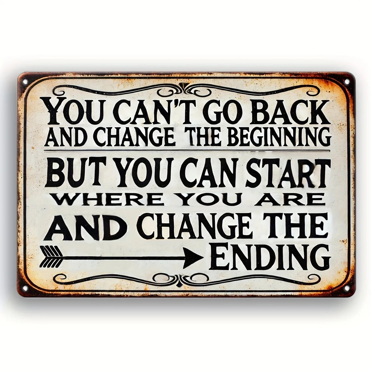 Vintage Retro Inspirational Metal Wall Sign With Positive Quote