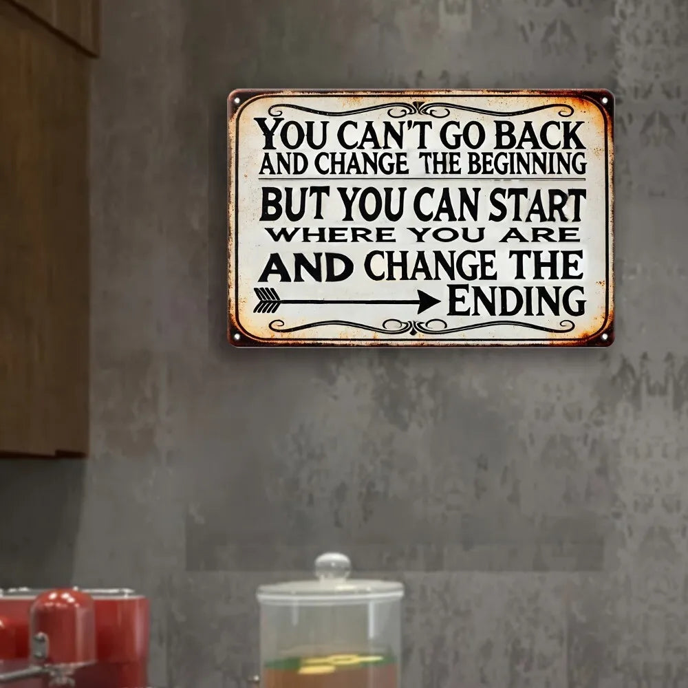 Vintage Retro Inspirational Metal Wall Sign With Positive Quote