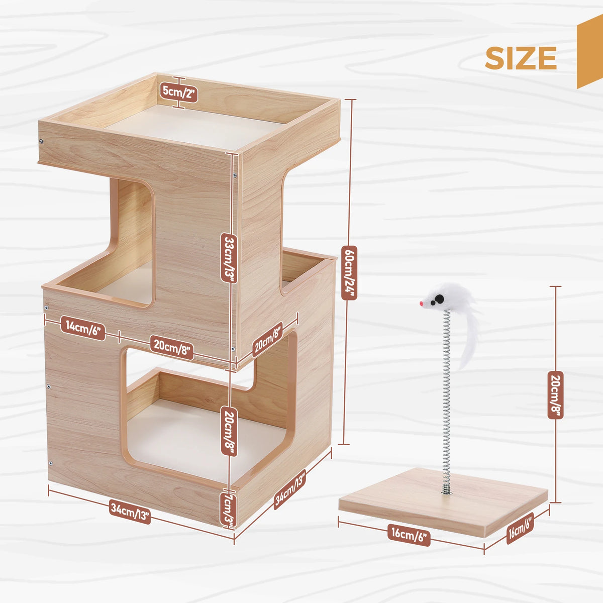 PAWZ Road Wood Cat Condo With Integrated Scratching Pad
