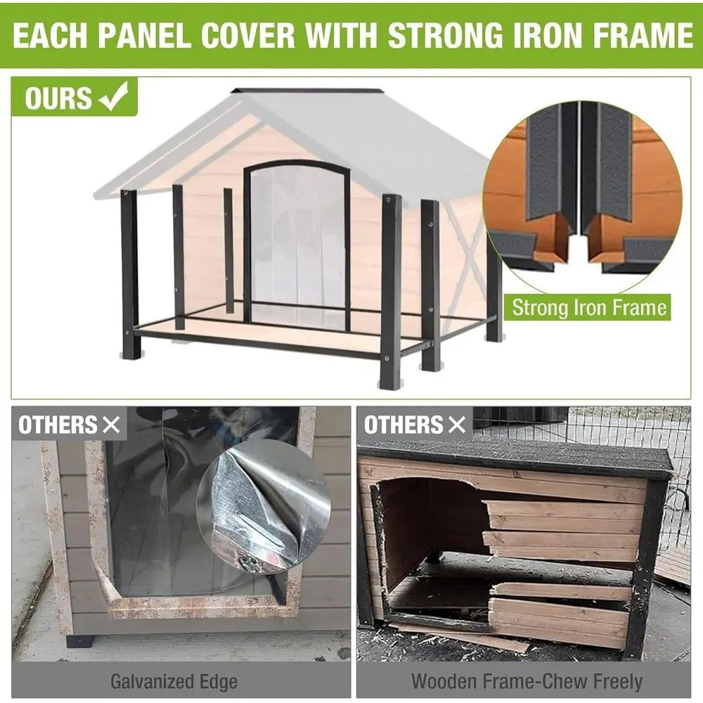 Durable Metal And Wooden Dog House For Outdoor Use