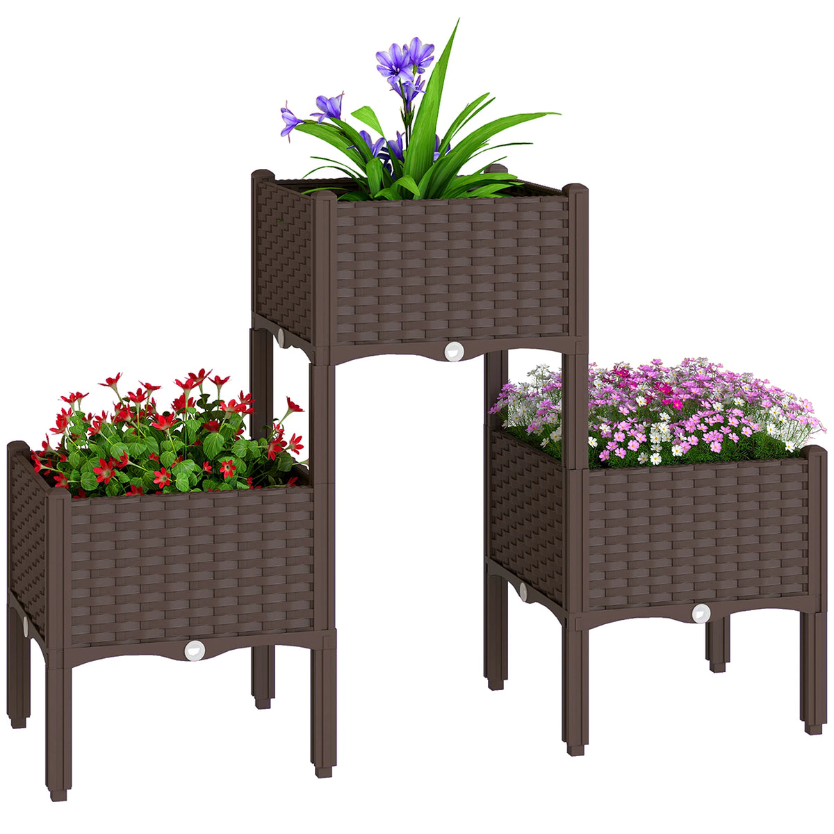 Outsunny Modular Plastic Self Watering Raised Garden Planter