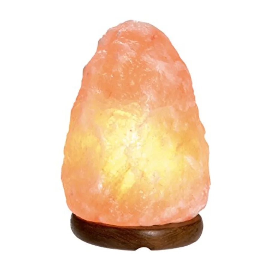 Natural Himalayan Salt Lamp With Wooden Base And Decorative Glow