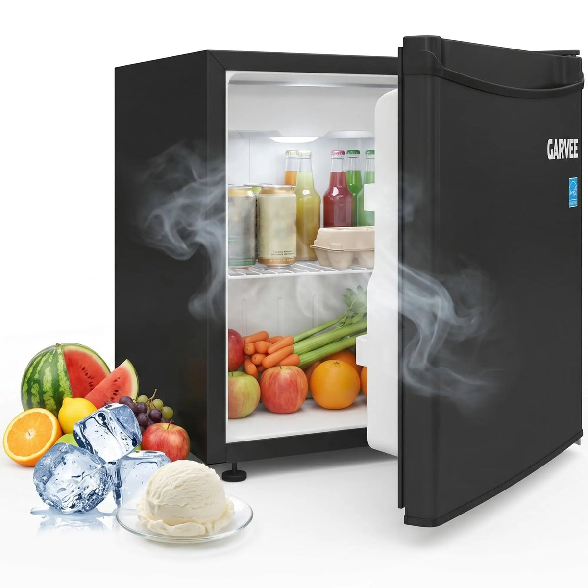 Compact Single Door Refrigerator With LED Shelves And Automatic Defrost