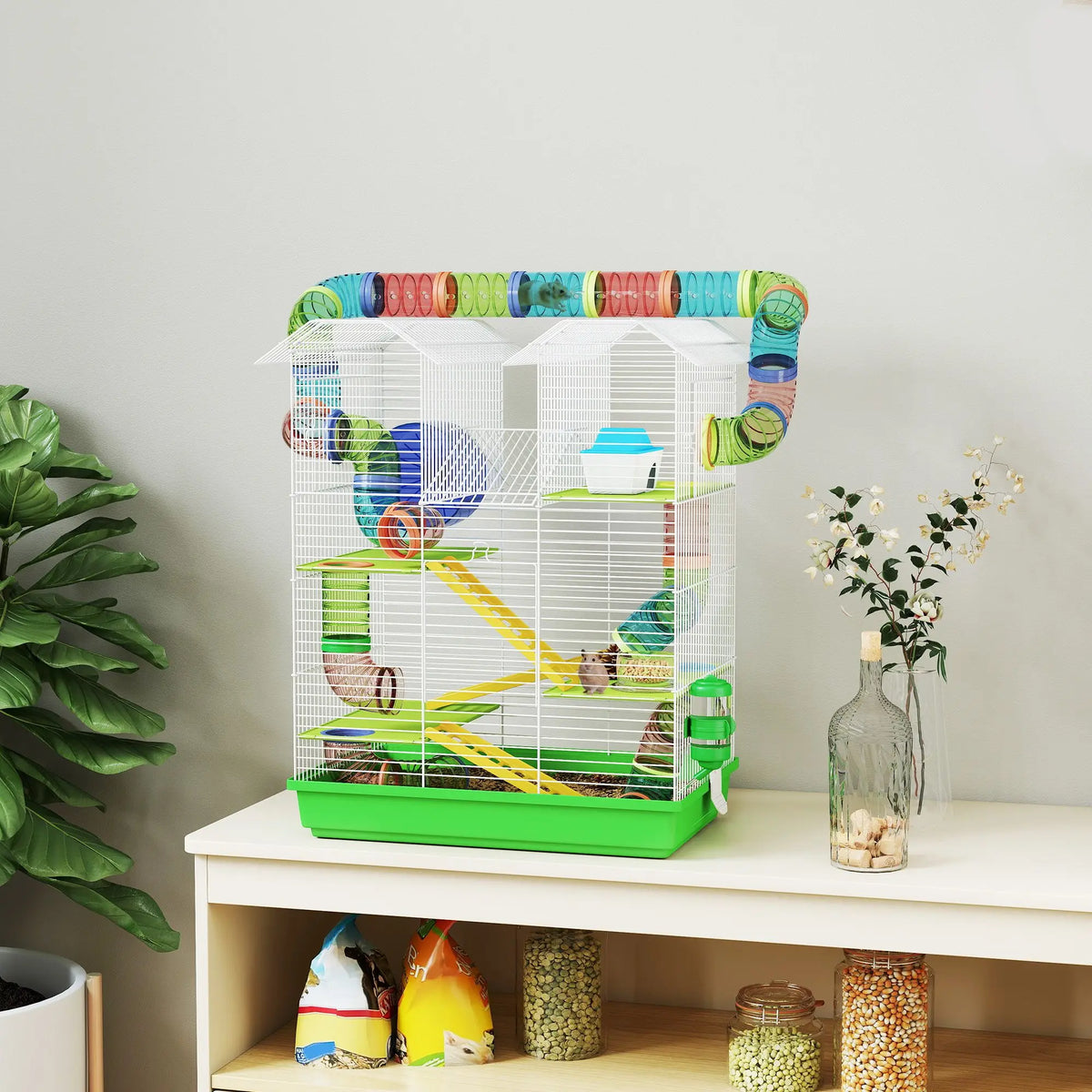 Five Tier Hamster Cage With Tubes Tunnels And Exercise Wheel
