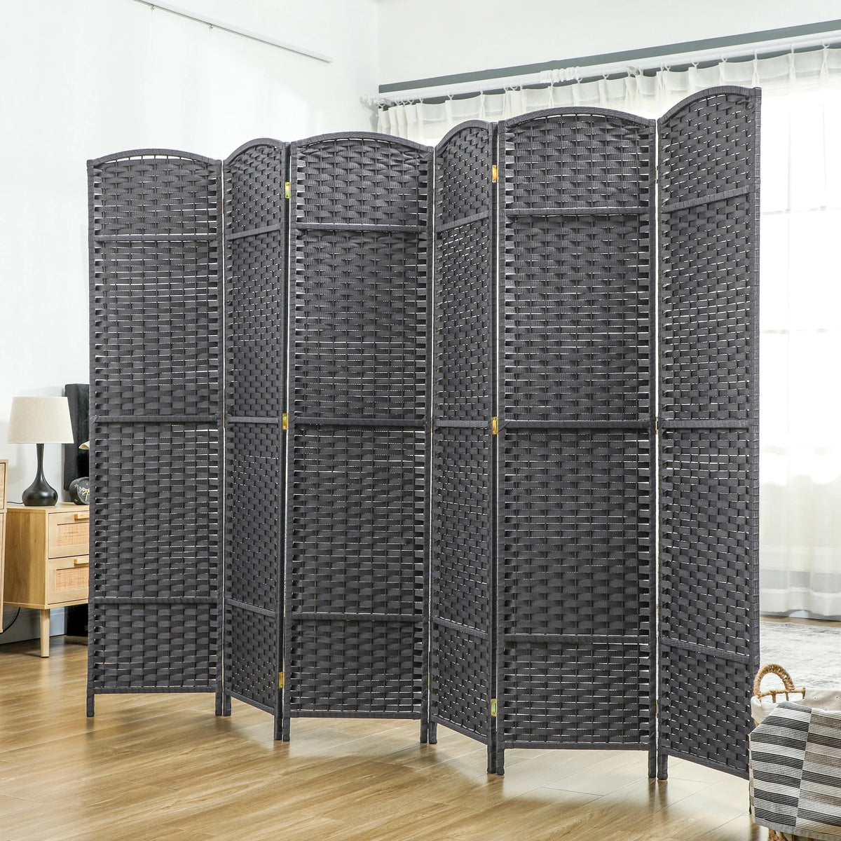Six Panel Folding Privacy Screen For Home Office And Bedroom