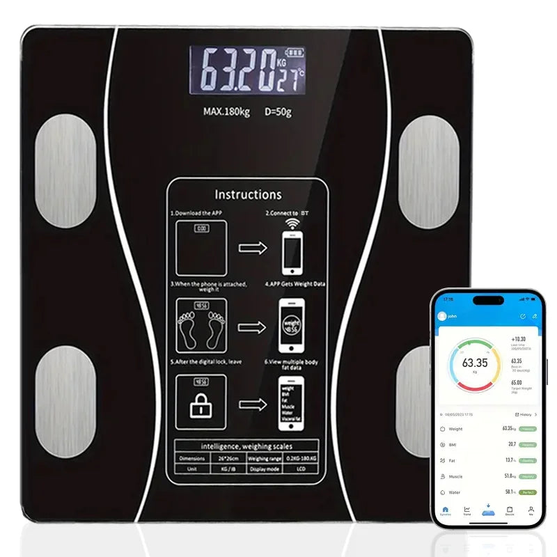Smart Wireless Digital Body Fat Scale Bathroom Weight Composition Monitor