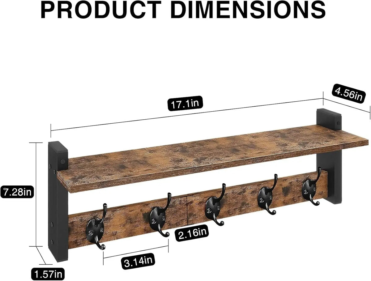Garvee Wall Mounted Coat Rack With Wooden Storage Shelf