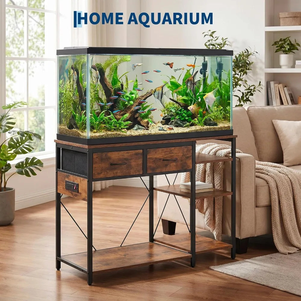Aquarium Stand With Power Outlet For Fish Or Reptile Tank